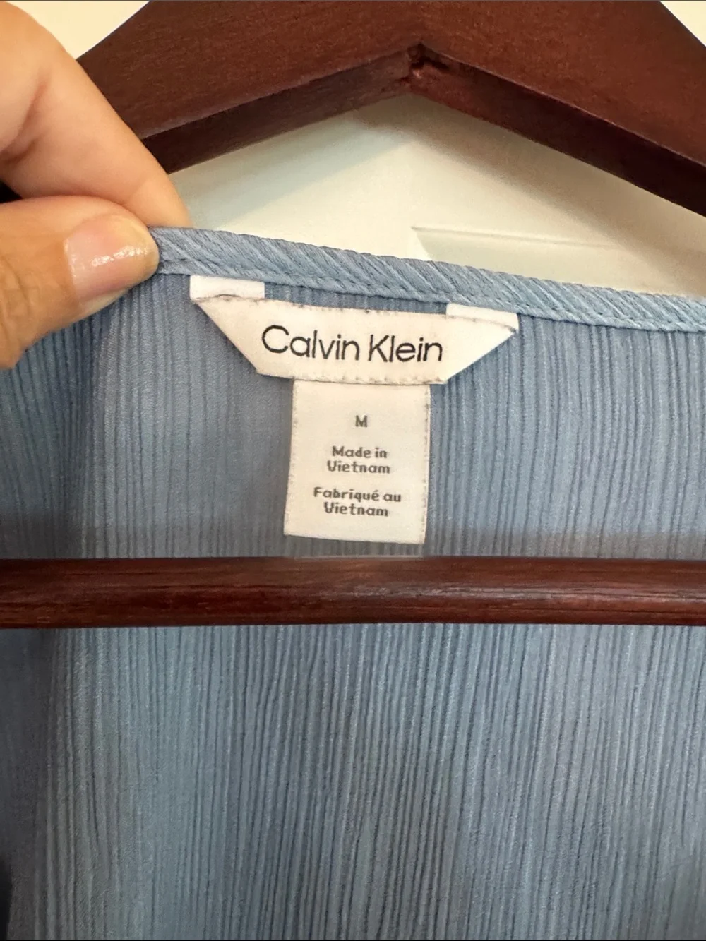 Calvin Klein Dusty Blue V-Neck Long-Sleeve Blouse - Picture 2 of 7